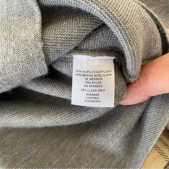 1901 Merino Wool Blazer Gray Tight Knit Collared Long Line: Medium - Picture 8 of 10